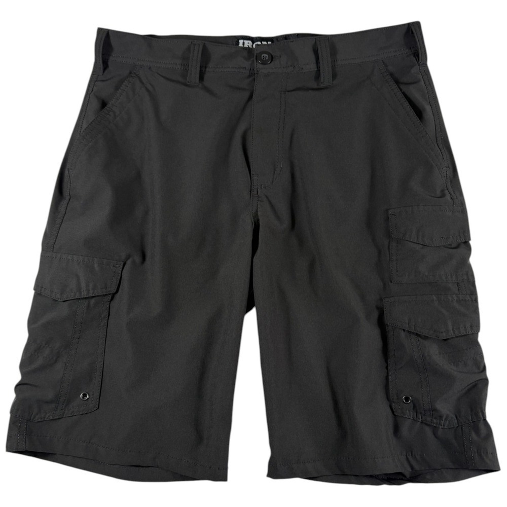 Iron Co. Cargo Shorts Mens 34 Black Stretch Flap Pockets Hiking Performance